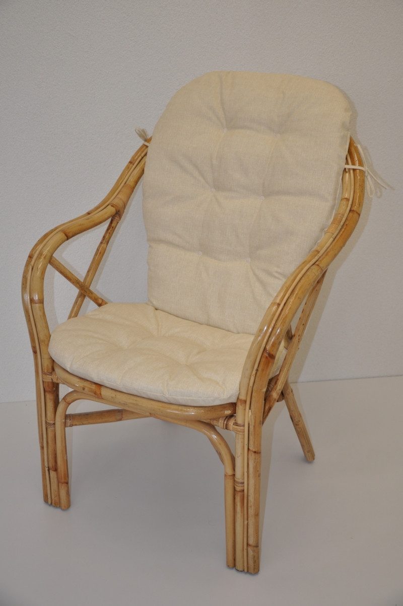 Rattani Rattanstuhl Rattansessel, Rattanstuhl Adelaide inkl. Polster, Bequemer Rattansessel in hochwertiger Verarbeitung