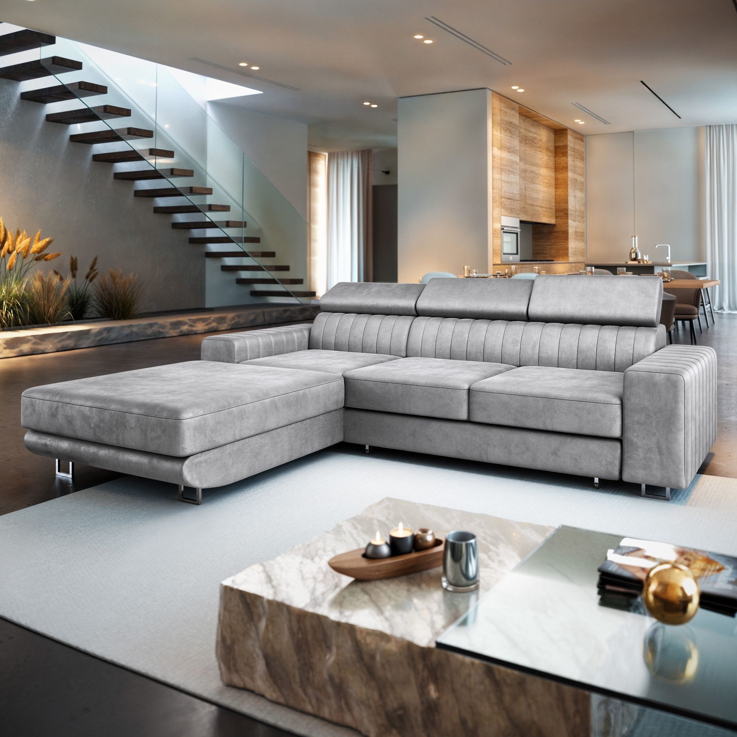 Masseno Ecksofa NOTO mit Schlaffunktion L-Form, Sofa mit Bettkasten günstig online kaufen