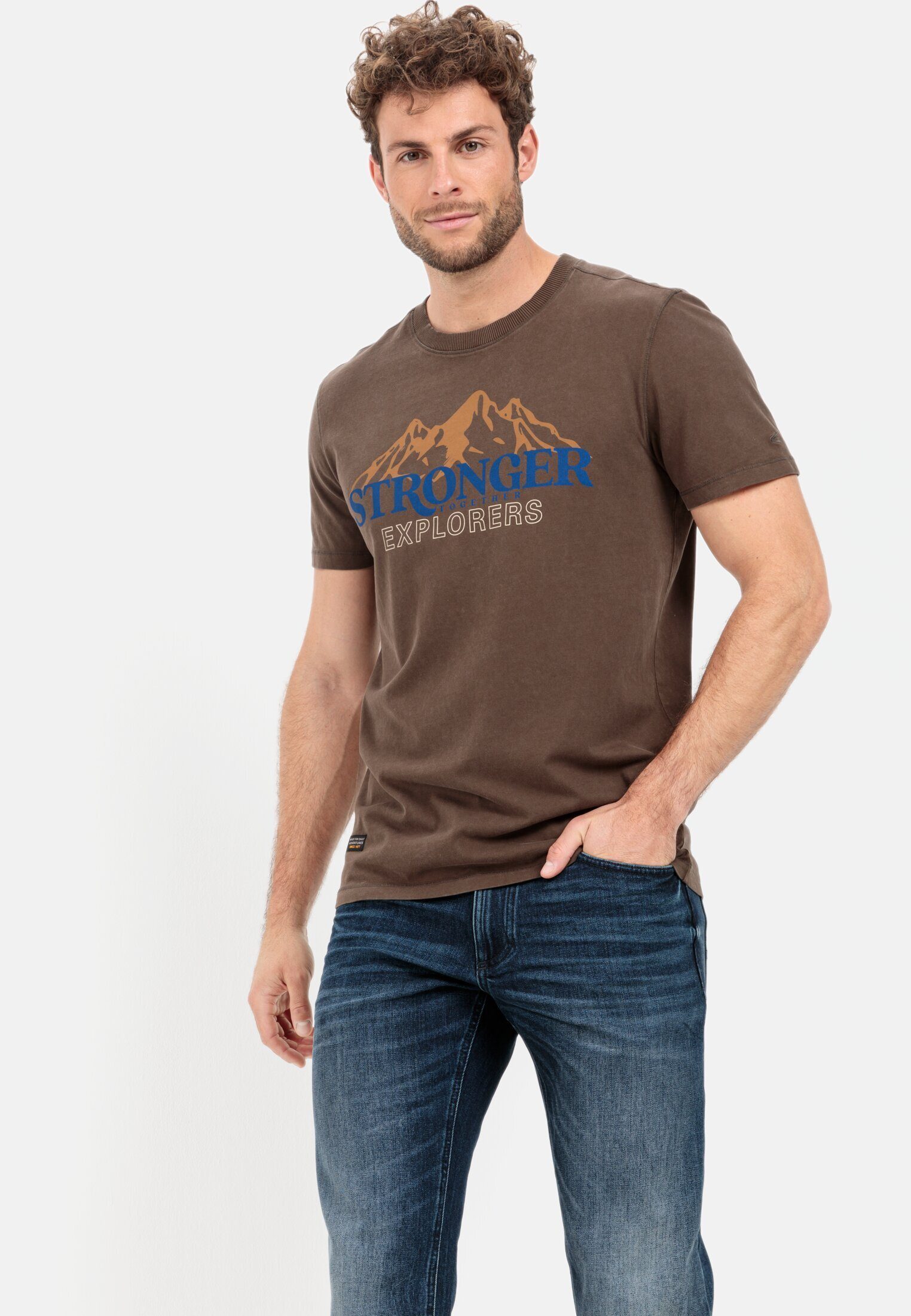 mit Naturprint camel T-Shirt active