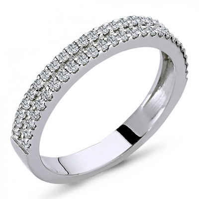 EinStein Diamant Trauring 0,42 Carat Diamant halbrund Memoire Ring 14 Karat Weißgold