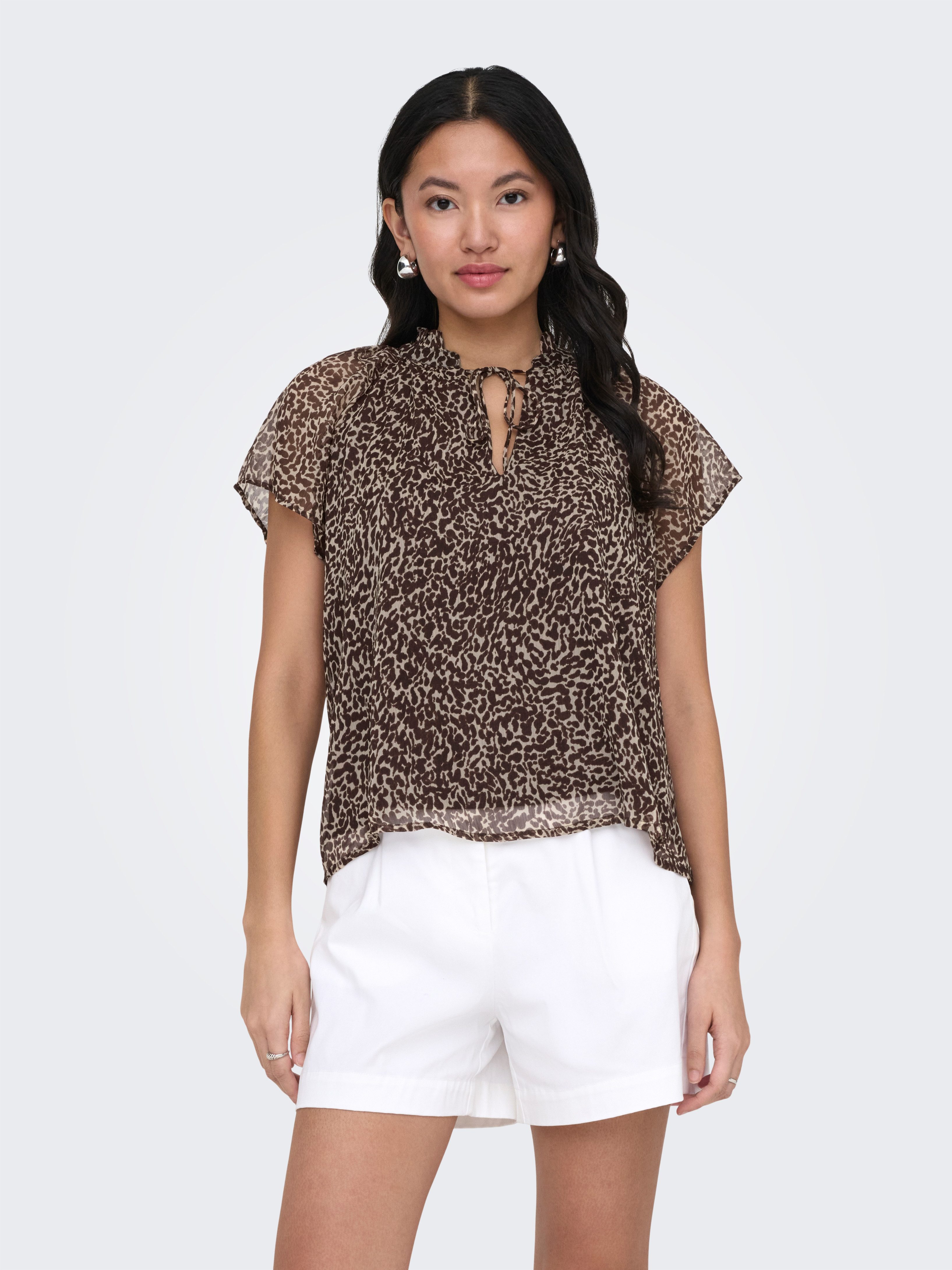 ONLY Chiffonbluse ONLLERI-PENINNA S/S TIED NECK SHIRT WVN Polyester, regular fit