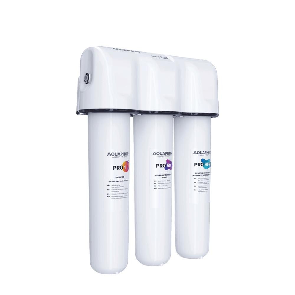 Aquintos Wasseraufbereitung Untertisch-Trinkwassersystem PRO50-HFM Trinkwasser Umkehrosmosesystem, Keimsperre und Remineralisierung 7,8 Ltr./Std. - 190 Ltr./Tag