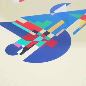 GalaxyCat Poster Wandbild im Bauhaus Stil, Poster auf Hartschaumplatte 30x42cm, Abstr, Geometrische Formen, Abstraktes Wandbild mit geometrischen Formen