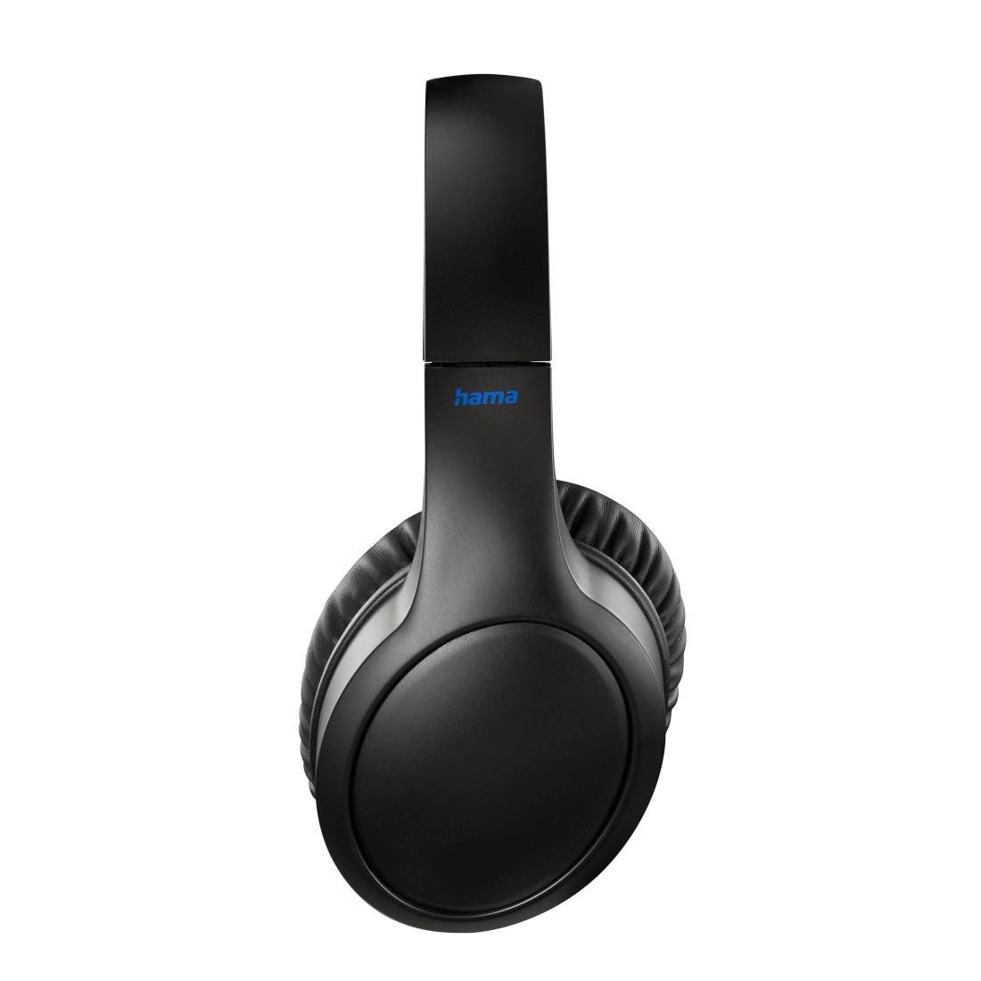 Hama Bluetooth®Kopfhörer kabellos, schwarz, Over-Ear, integriertes Mikrofon Bluetooth-Kopfhörer (Active Noise Cancelling (ANC), Geräuschisolierung, Google Assistant, Siri, A2DP Bluetooth, AVRCP Bluetooth, HFP, Aktive Geräuschreduzierung, Siri und Google Assistant, faltbar)