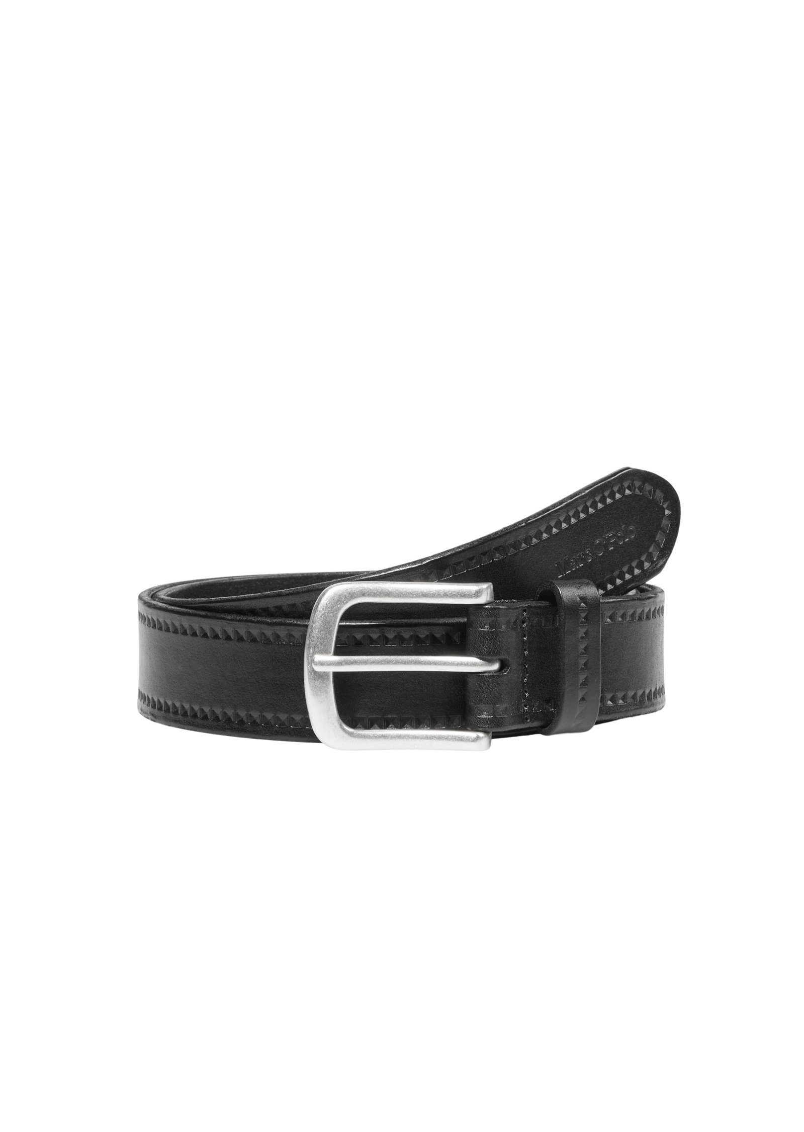 Marc O'Polo Ledergürtel mit gebürsteter Metall-Schließe schwarz | Gürtel