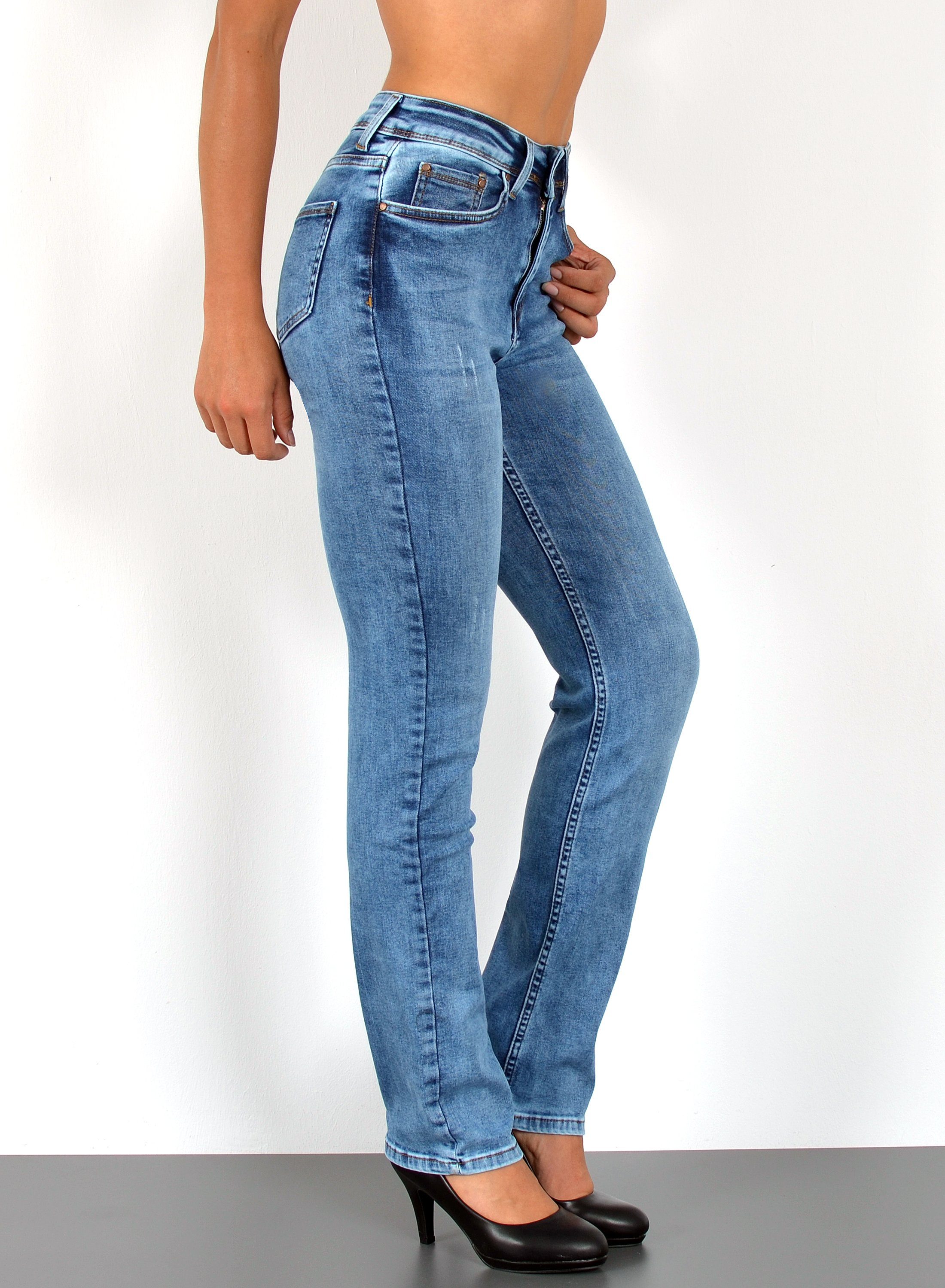Straight-Jeans High Waist Straight Fit Jeans Damen Geradeschnitt Hose Straight