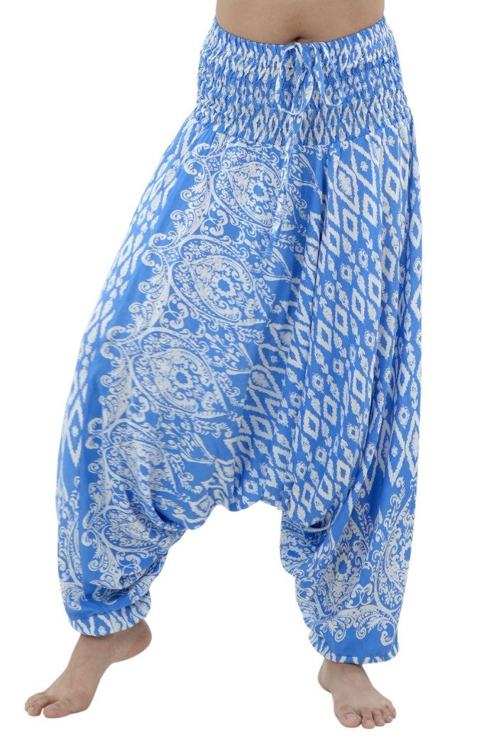 Haremshose Aladinhose aus 100% Viskose weite Sommerhose mit Gummibund Buddha Hose