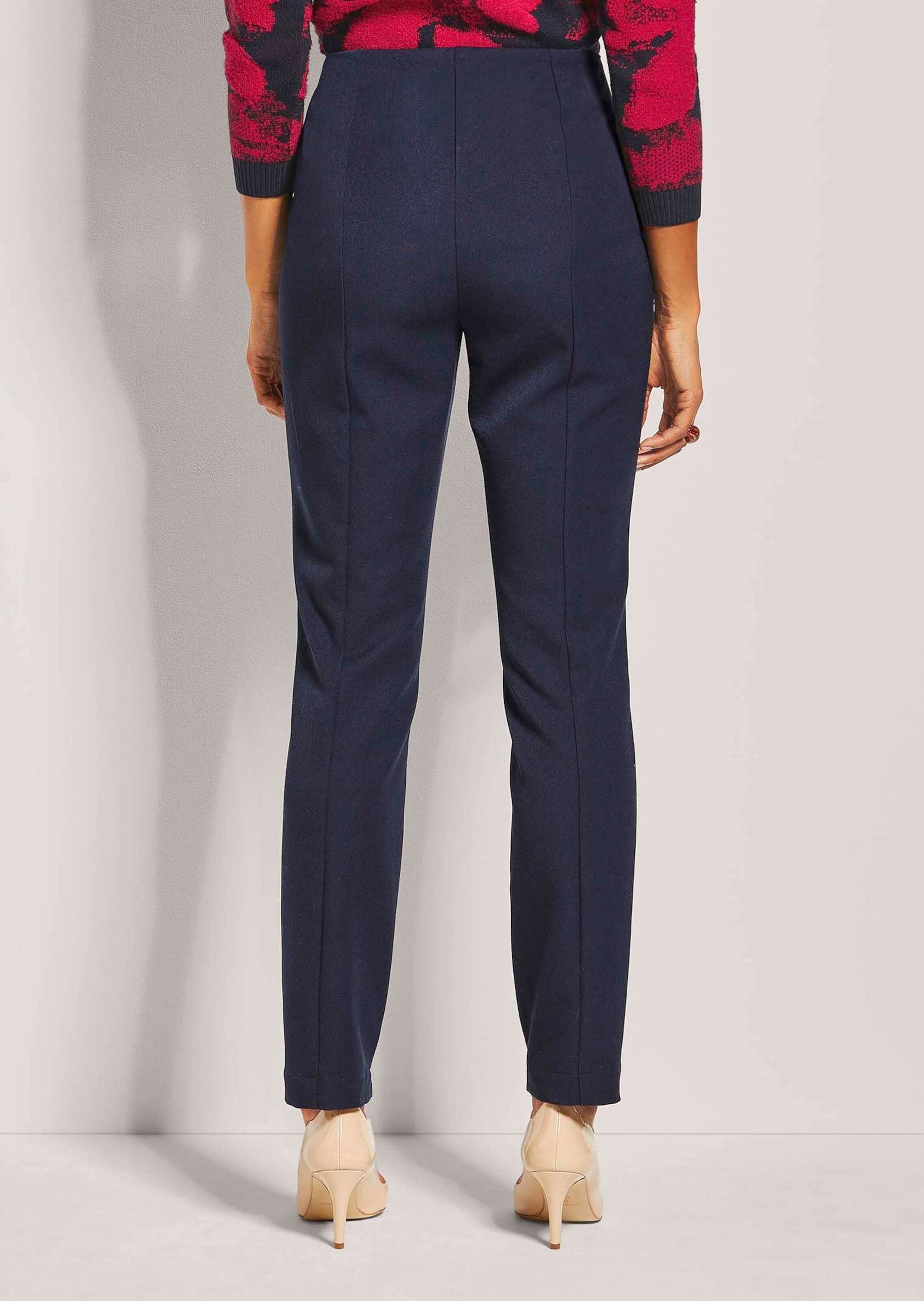 MADELEINE Stoffhose Slim Fit Stretchhose mit Biesen Stoffhose mit abgesteppter Biese und Komfortbund, knöchellang