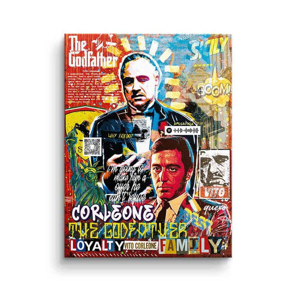DOTCOMCANVAS® Leinwandbild, The Godfather Style Der Pate Leinwandbild Al Pacino Pop Art Collage ohne Rahmen