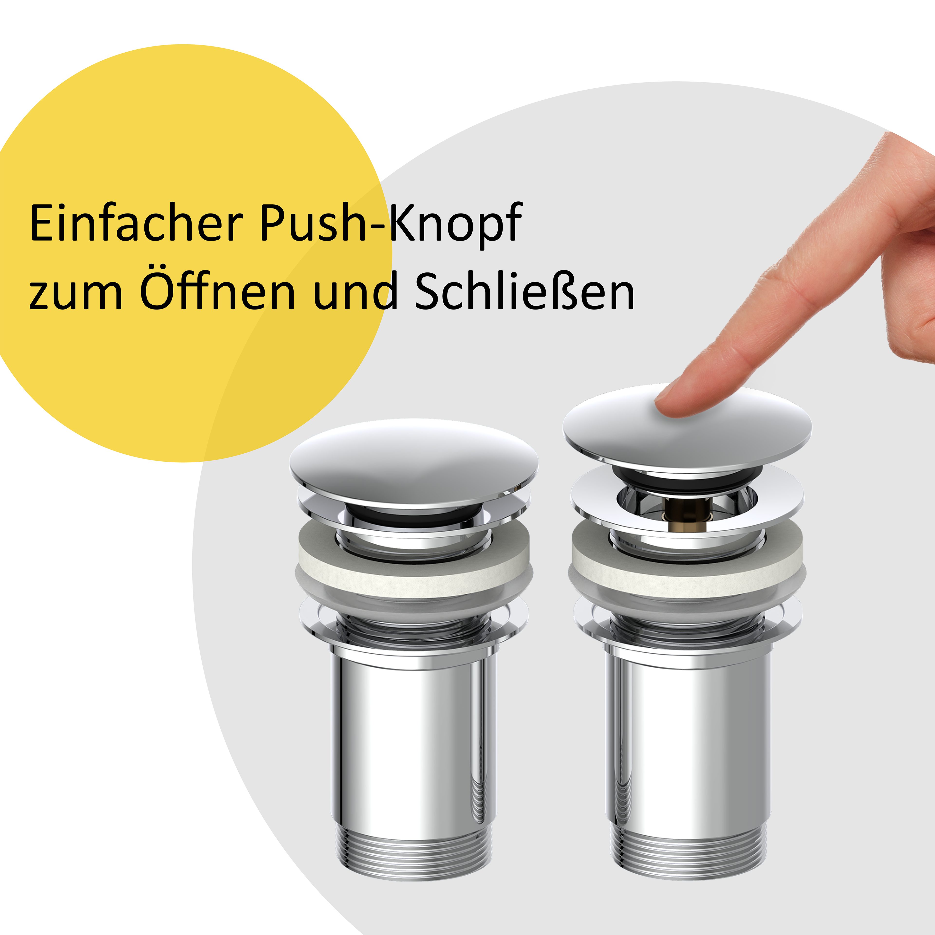 instmaier Ablaufventil Pop-Up-Ventil für Waschbecken, Farbe Chrom, mit Über günstig online kaufen