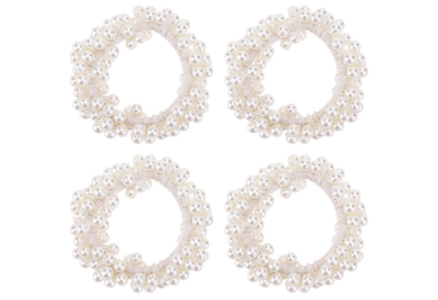 nsihing Haargummi 4 Stücke Scrunchies Weiß Perlen Haargummi Damen Elastisches, 4-tlg., Scrunchies Mädchen Zopfgummi Haarschmuck Kopfschmuck