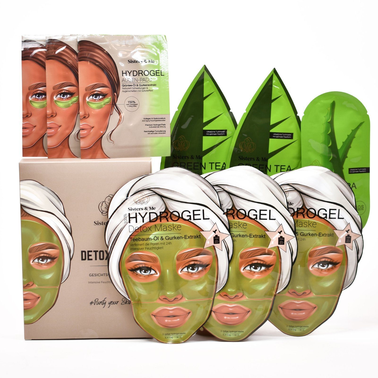 SISTERS & ME Gesichtsmasken-Set Detox All-in-One Set : Masken & Augen-Pads für Hautpflege 9-tlg. mehr