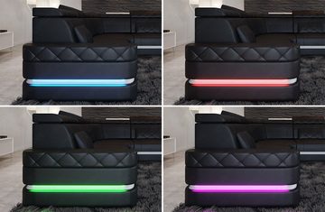 Sofa Dreams Wohnlandschaft Stoff Couch Polstersofa Positano U Form Stoffsofa, mit LED, Stauraum, Designersofa