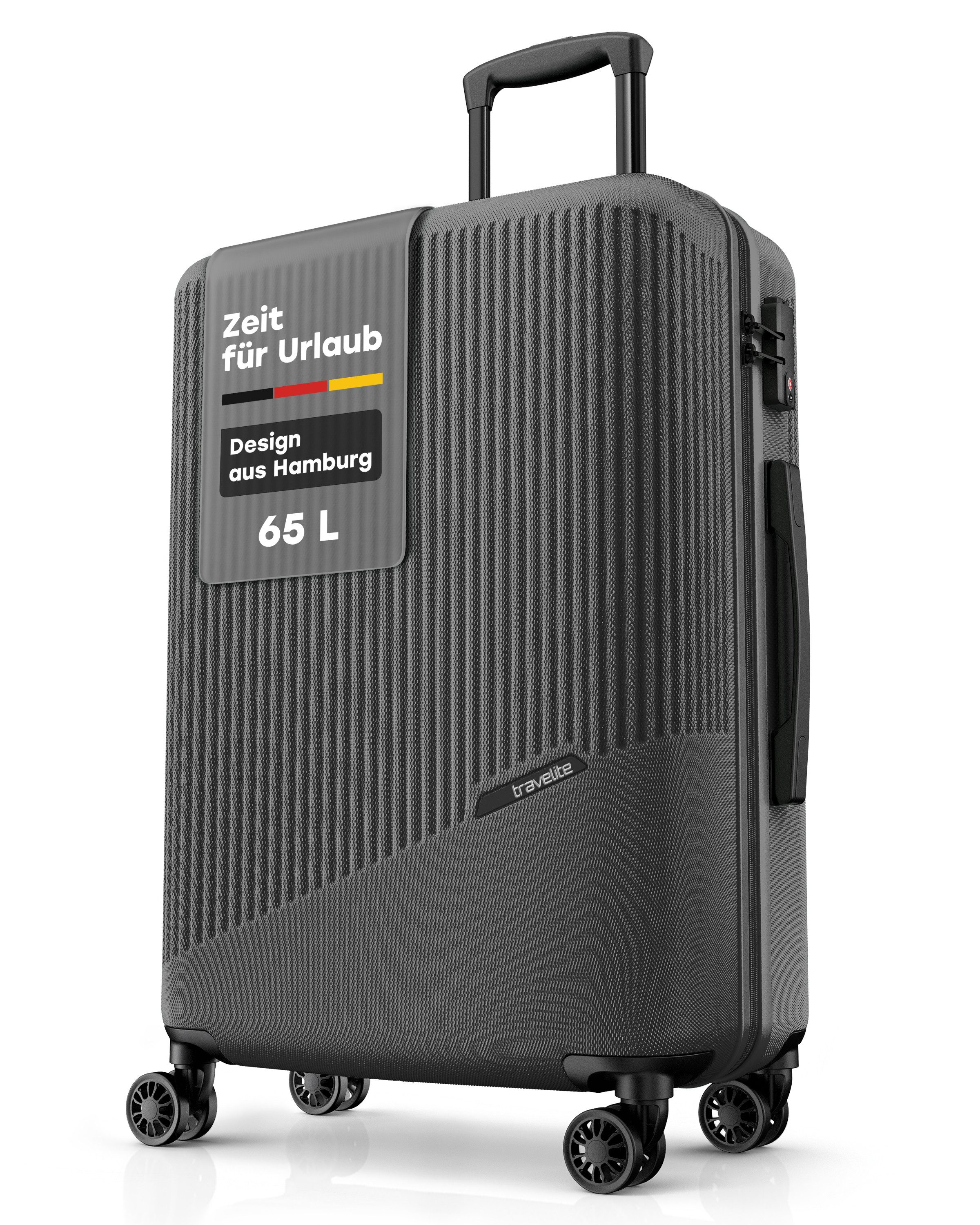 travelite Hartschalen-Trolley BALI Reisekoffer Hartschale, 4 Rollen, TSA-Schloss – robustes Reisegepäck