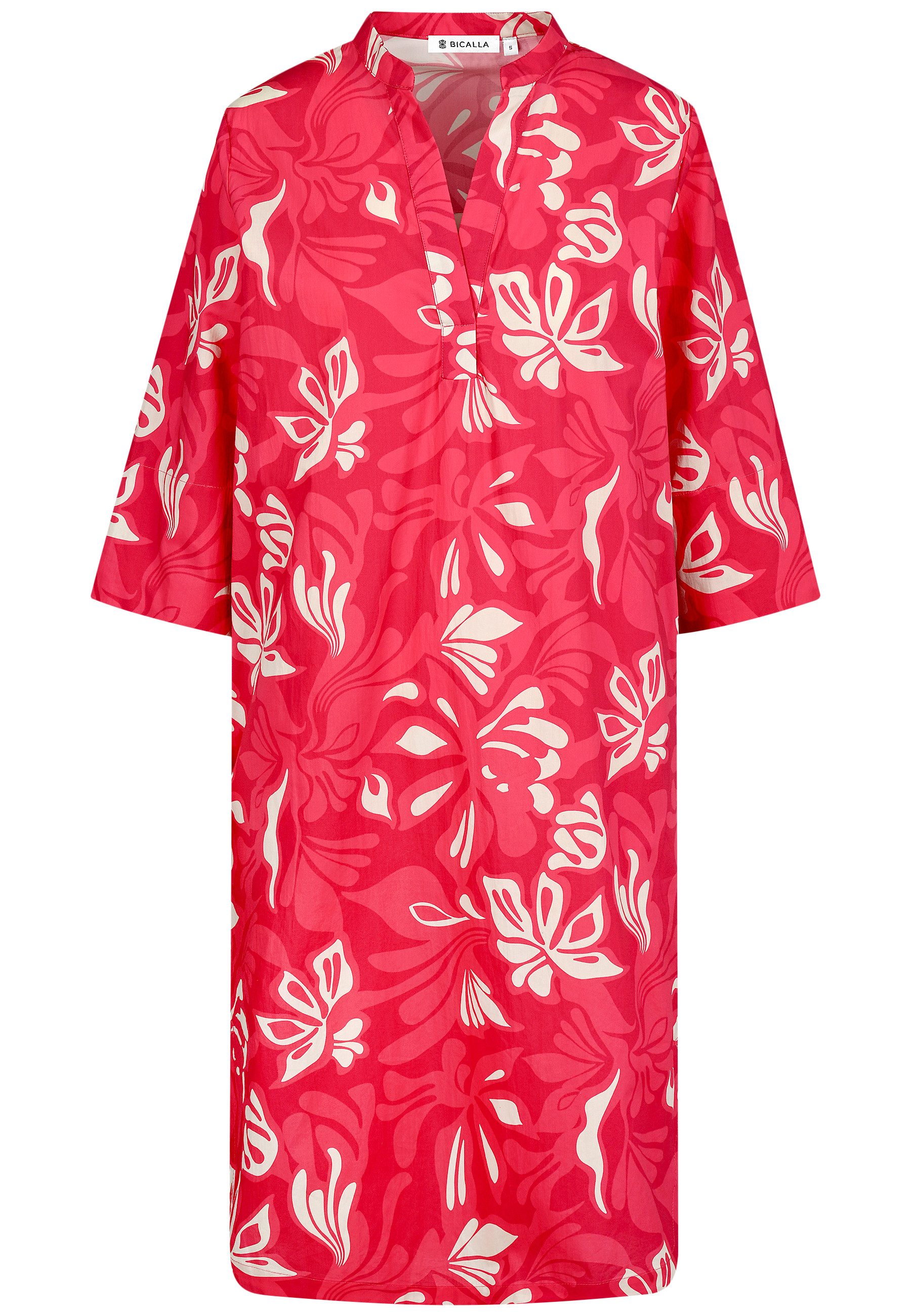 BICALLA Midikleid Kleid mit Blüten-Print in Pink (1-tlg)