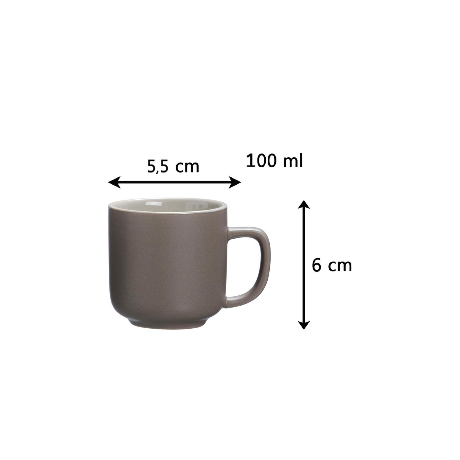 ml, & Espressotasse Espressotasse Ritzenhoff Breker Keramik Taupe mit Untertasse 100 Jasper