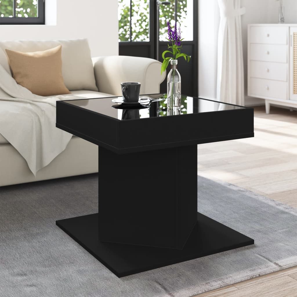 vidaXL Couchtisch LED-Couchtisch Schwarz 50x50x45 cm Holzwerkstoff (1-St)