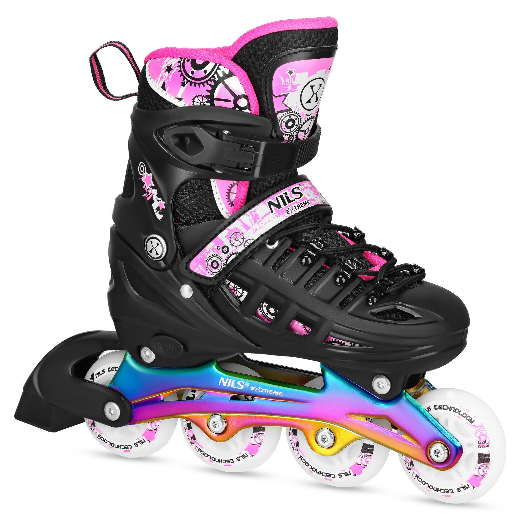 NILS EXTREME Schlittschuhe Inlineskates Rollschuhe Eislaufschuhe, (Spar-Set, 1-St., 39-42), 4in1 umrüstbar, LED-Rollen, ABEC 7, größenverstellbar