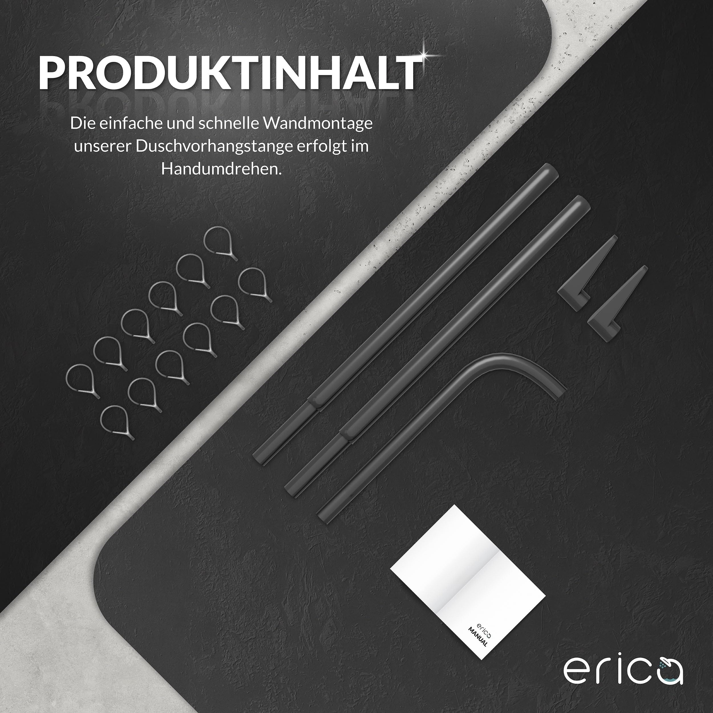 Erica Duschvorhangstange L-Form - Verstellbar - 70x90, 70x160 oder 90x140 cm, Für Badewannen geeignet, Über Eck, Rostfrei – Bild 5 von 5