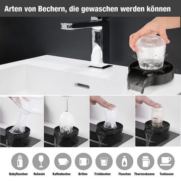 WILGOON Waschtischarmatur Edelstahl Glasspüler Automatische Tassenreiniger Wasserhahn Glasspüler mit 40cm Schlauch, Glass Rinser für Hotel Bar Bierglas Kaffee