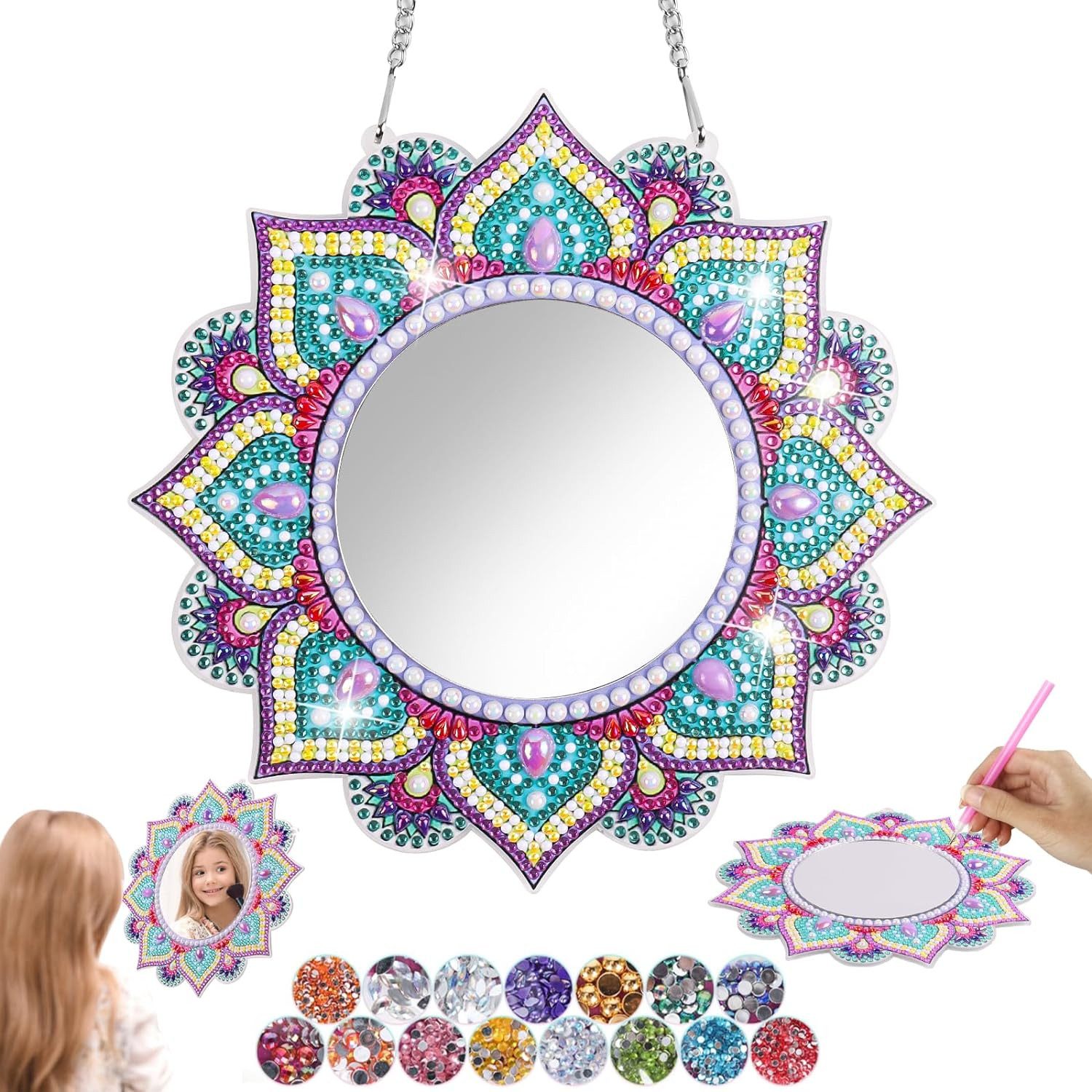 GOLDEN Gemälde GOLDEN Diamond Painting Wandspiegel Rund Acryl Mandala günstig online kaufen