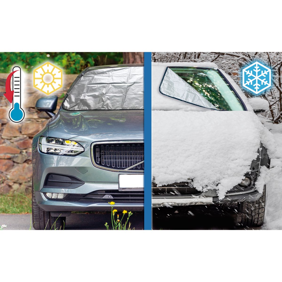 Best Direct® Autoplane Reversible® Screen Wonder (2 sizes, small and large), 2-in-1 car protection mat, ice-free in winter, cool in summer