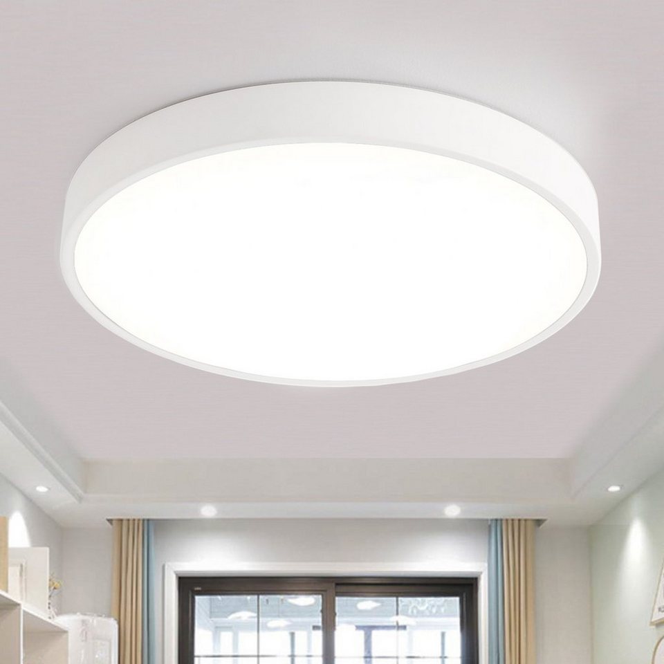 Natsen Deckenleuchte Runde LED Deckenlampe, 12W, LED fest integriert, Warmweiß  3000K, Schlafzimmer Lampe Küchenlampe 23x23x5 cm, Weiß