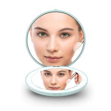 FeelGlad Kosmetikspiegel Mit LED-Licht, doppelseitig, kompakt
