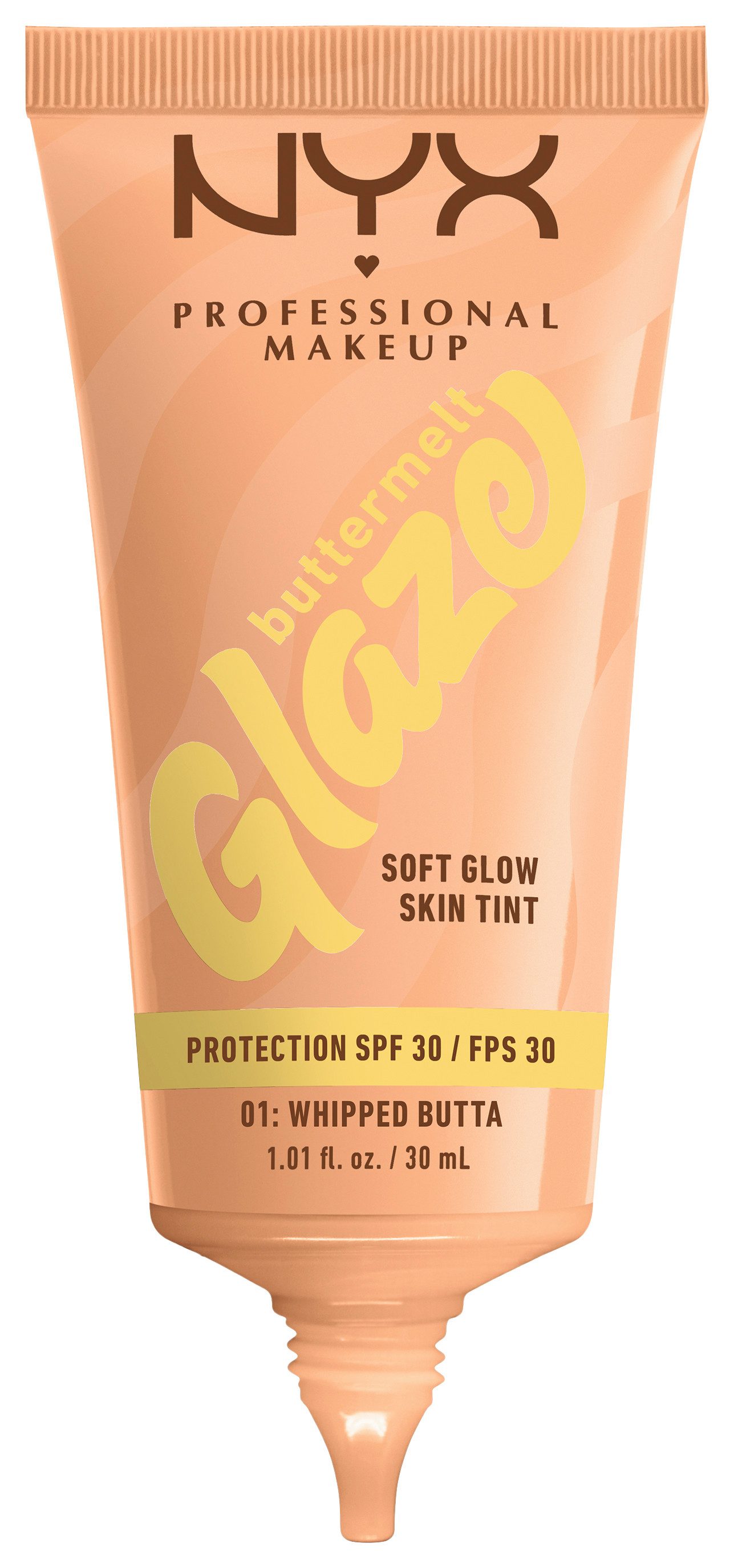 NYX PROFESSIONAL MAKEUP Foundation BUTTERMELT GLAZE SOFT GLOW SKIN TINT + LSF 30, Pflegend, spendet Feuchtigkeit, ohne Rückstände und öliges Finish.