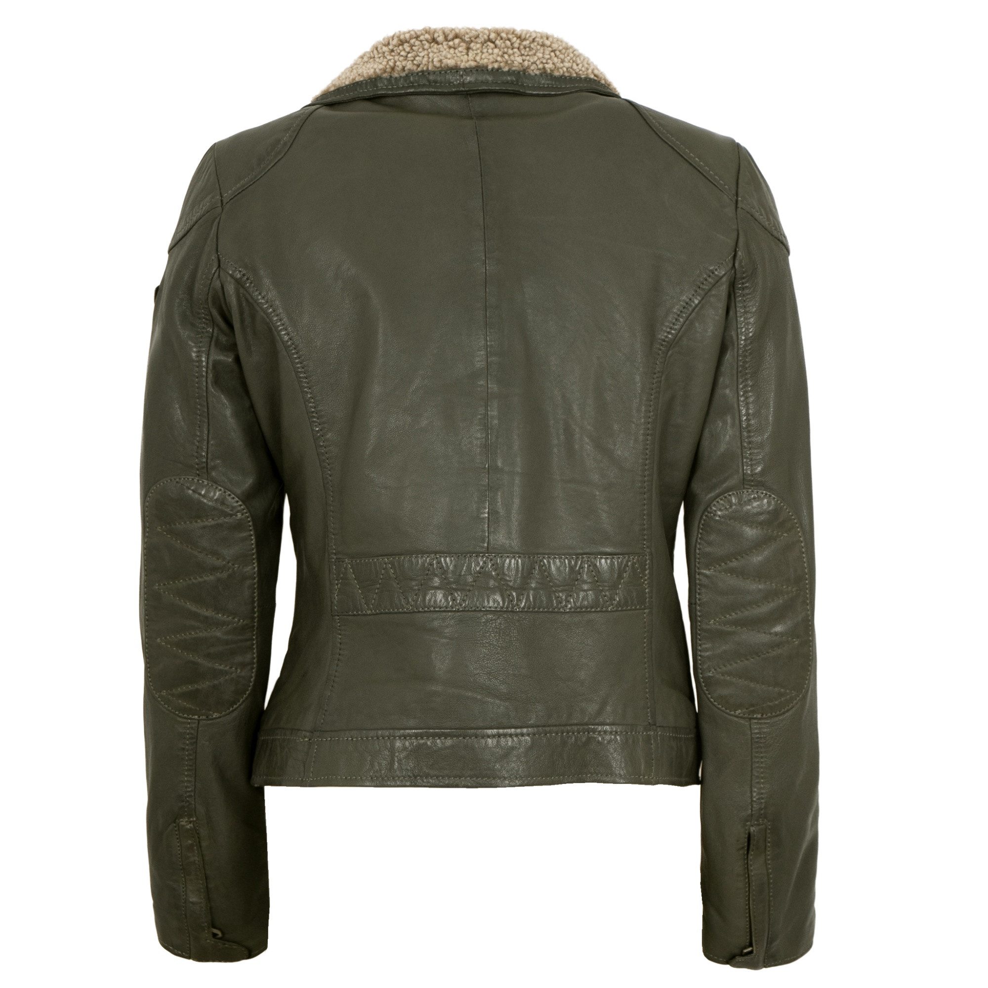 Gipsy by Mauritius Lederjacke GWJenja Gipsy - Damen Lederjacke Lammnappa Kunstfell olive