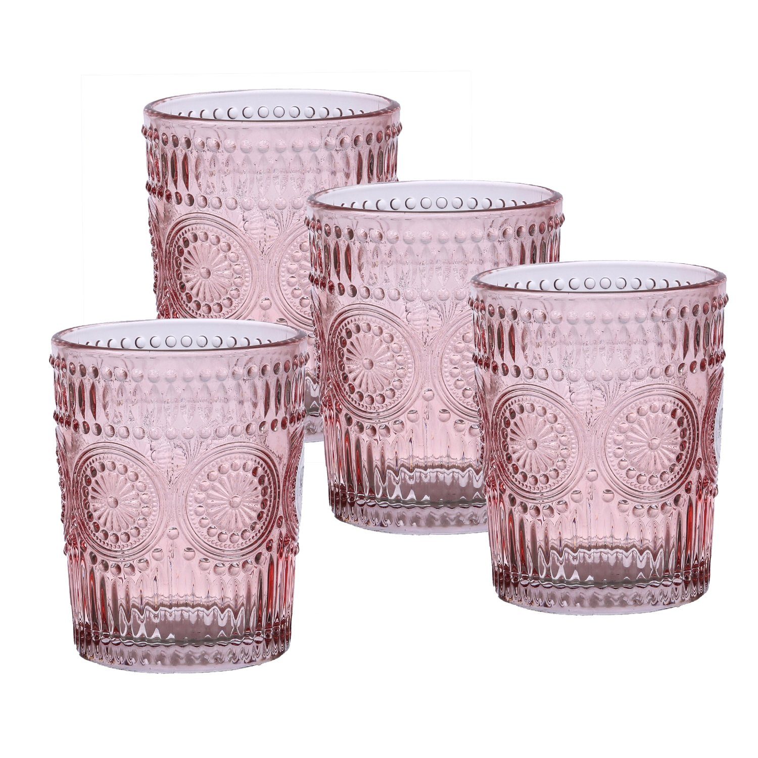MARELIDA Стекло-Set Trinkgläser rot 280ml Wasergläser Saftgläser Vintage Retro Boho 4St., 4-tlg., Glas