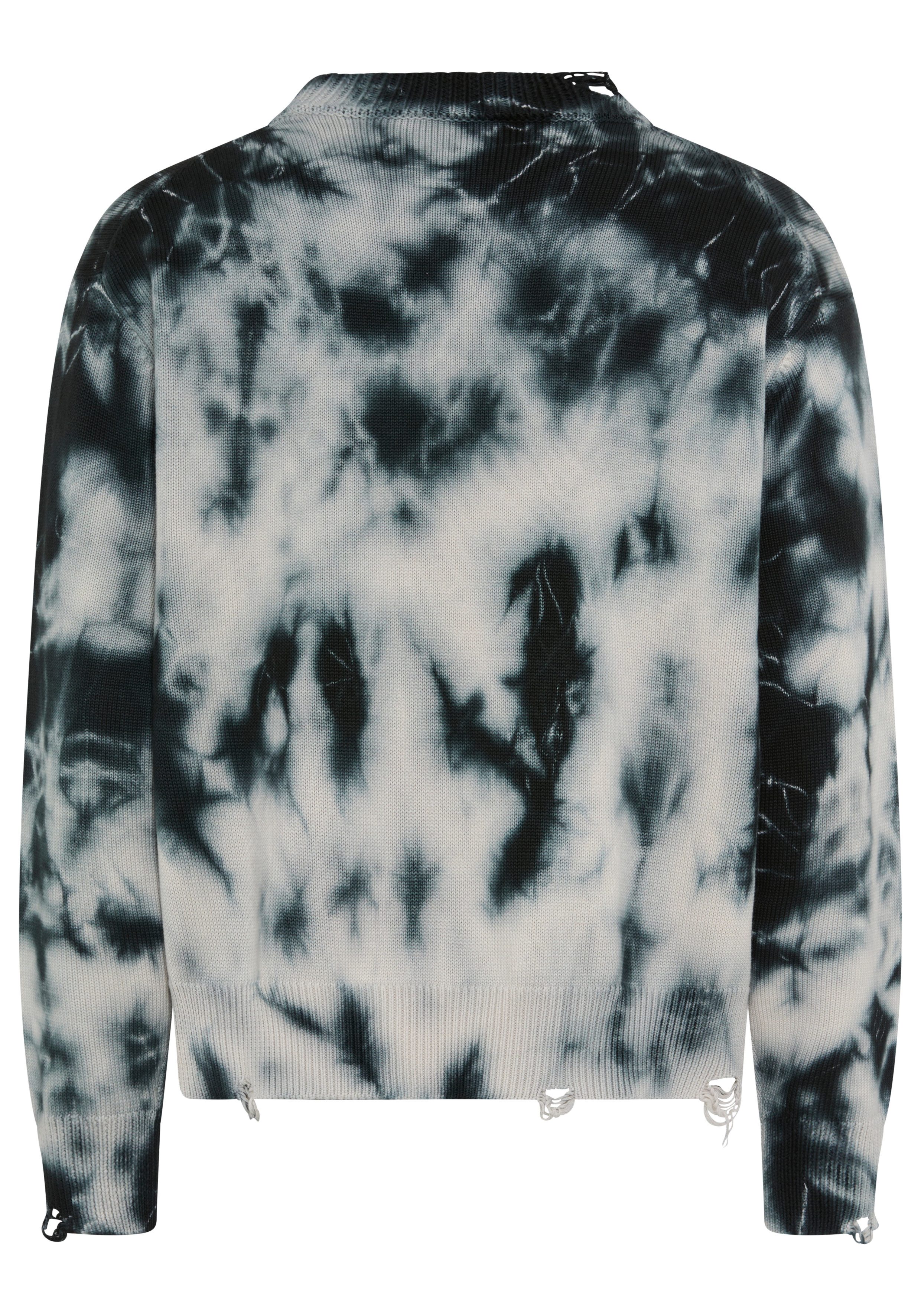 HUGO Strickpullover Batik-Effekt, Oversized Fit, gedrucktes HUGO-Logo