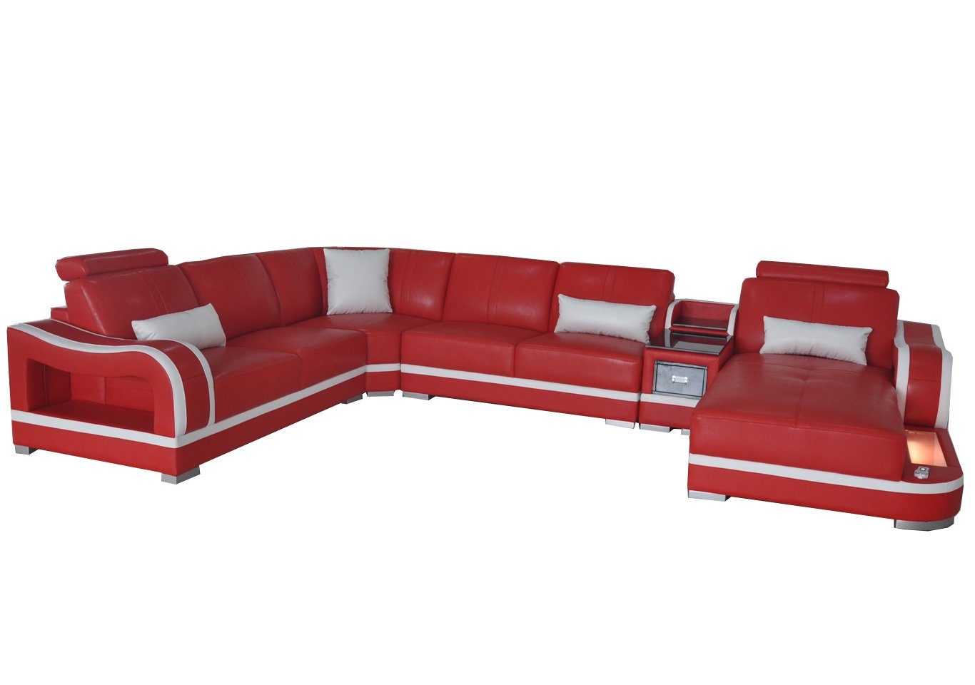 U-Form Ecksofa, Ecke Design JVmoebel Sofa Couch Ledersofa Modern Wohnlandschaft