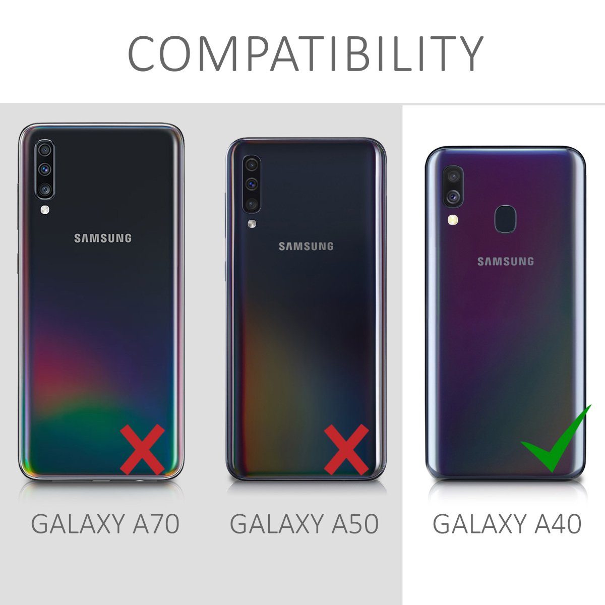 kwmobile Etui Wallet Case für Samsung Galaxy A40, Hülle mit Ständer Kartenfächer - Handyhülle – Bild 5 von 5