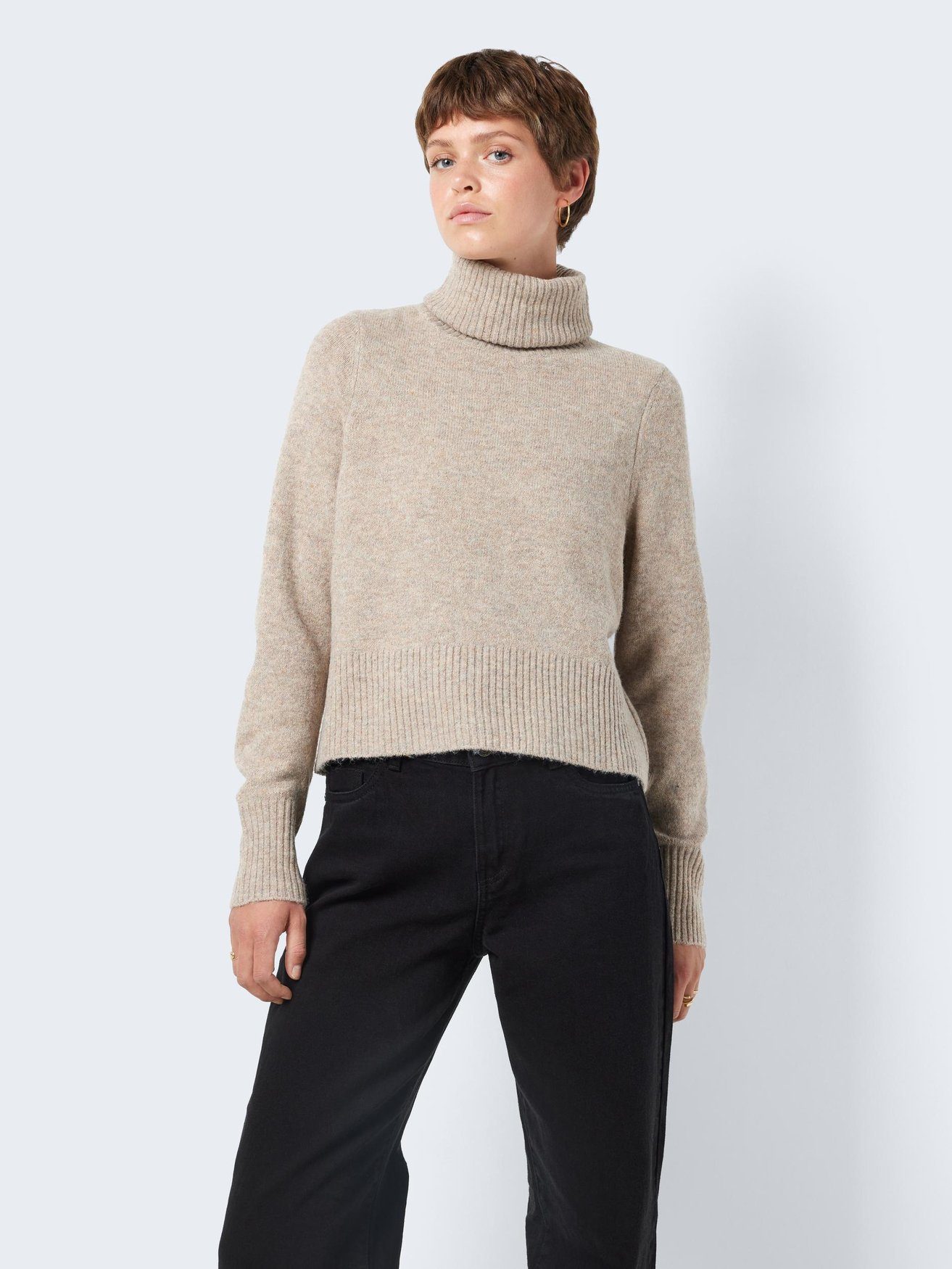 Noisy may Strickpullover Basic Rollkragen Strickpullover NMFRIVA 6471 in Beige-2