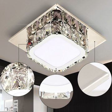 oyajia LED Deckenleuchte 16W Luxus LED Deckenlampe, Moderne Kristall Kronleuchter Lampe, LED fest integriert, Kaltweiß, LED Deckenleuchte 20x20x8cm, für Flur, Esszimmer, Wohnzimmer, Hotel