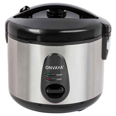 ONVAYA Reiskocher Reiskocher 1,2 Liter aus Edelstahl, inklusive Dampfgarer-Einsatz