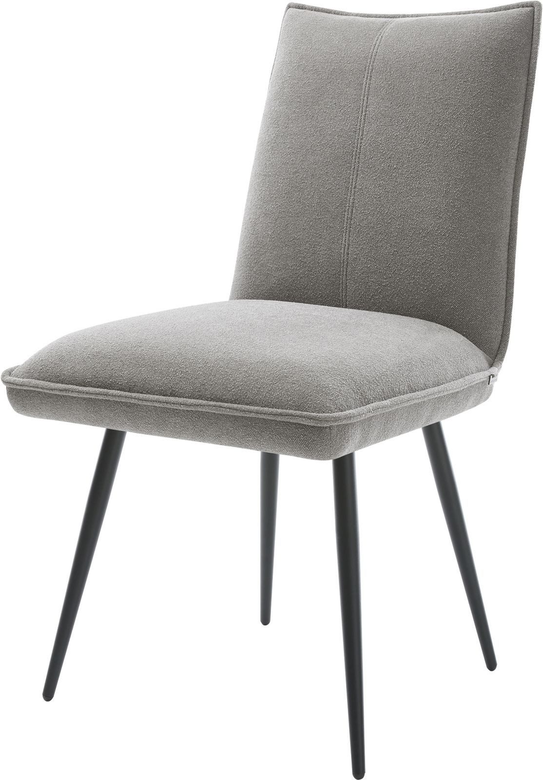 DELIFE Polsterstuhl Lelio-Flex, 4-Fuß konisch Schwarz Strukturstoff Soft Grau Taschenfederkern