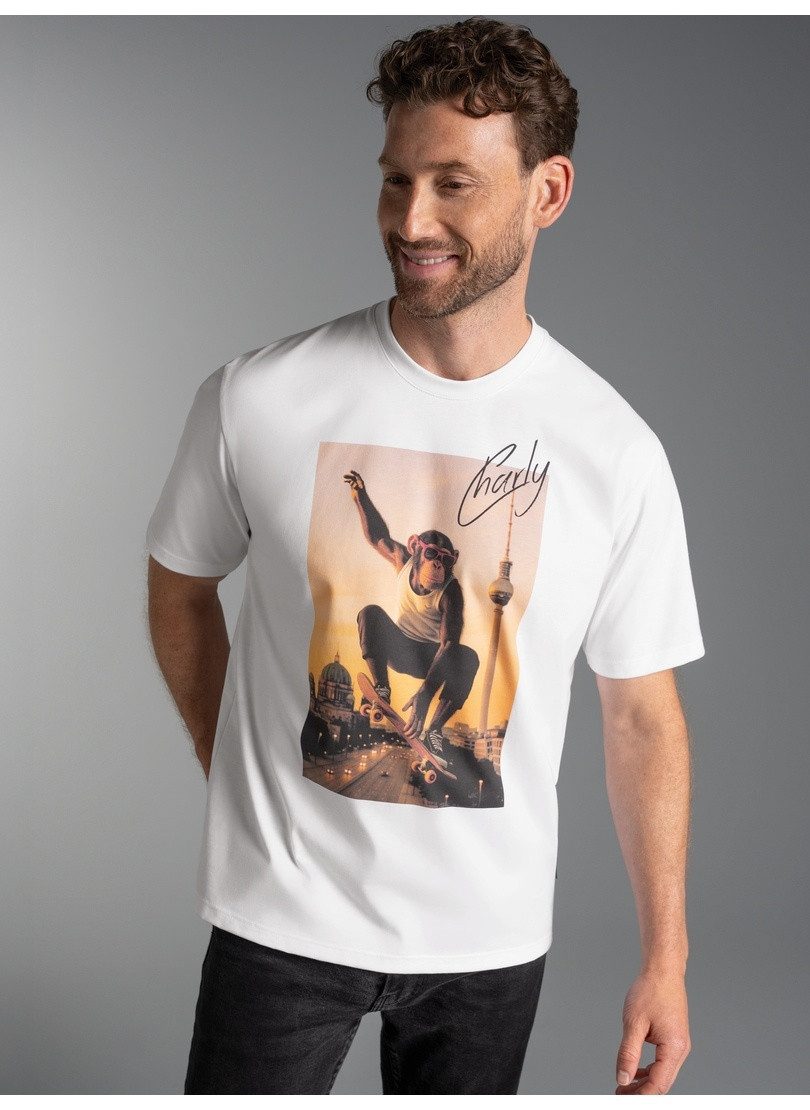 Trigema T-Shirt TRIGEMA T-Shirt trigema Affe Charly Skateboard (1-tlg)