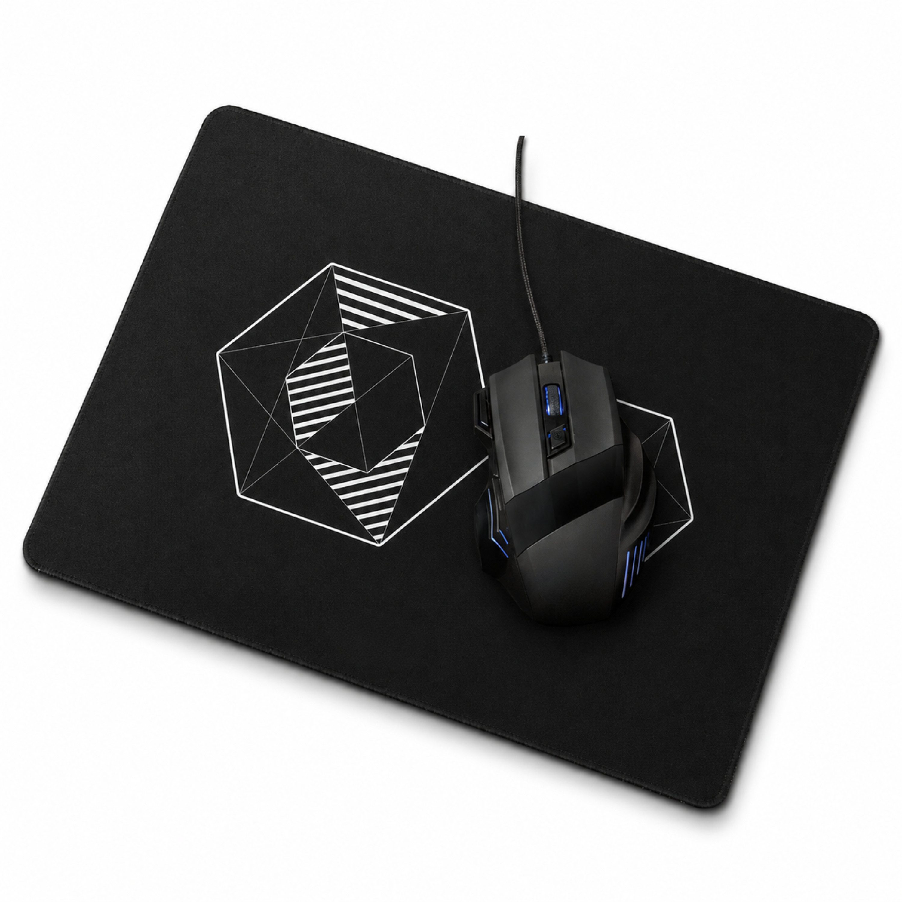 StellarLuma RGB Gaming Maus Mauspad Kabelgebunden Schwarz PC Gaming Gaming-Maus (kabelgebunden, Plug & Play, Gaming-Set mit kabelgebundener LED-Maus 2400 DPI und Mauspad inklusive)