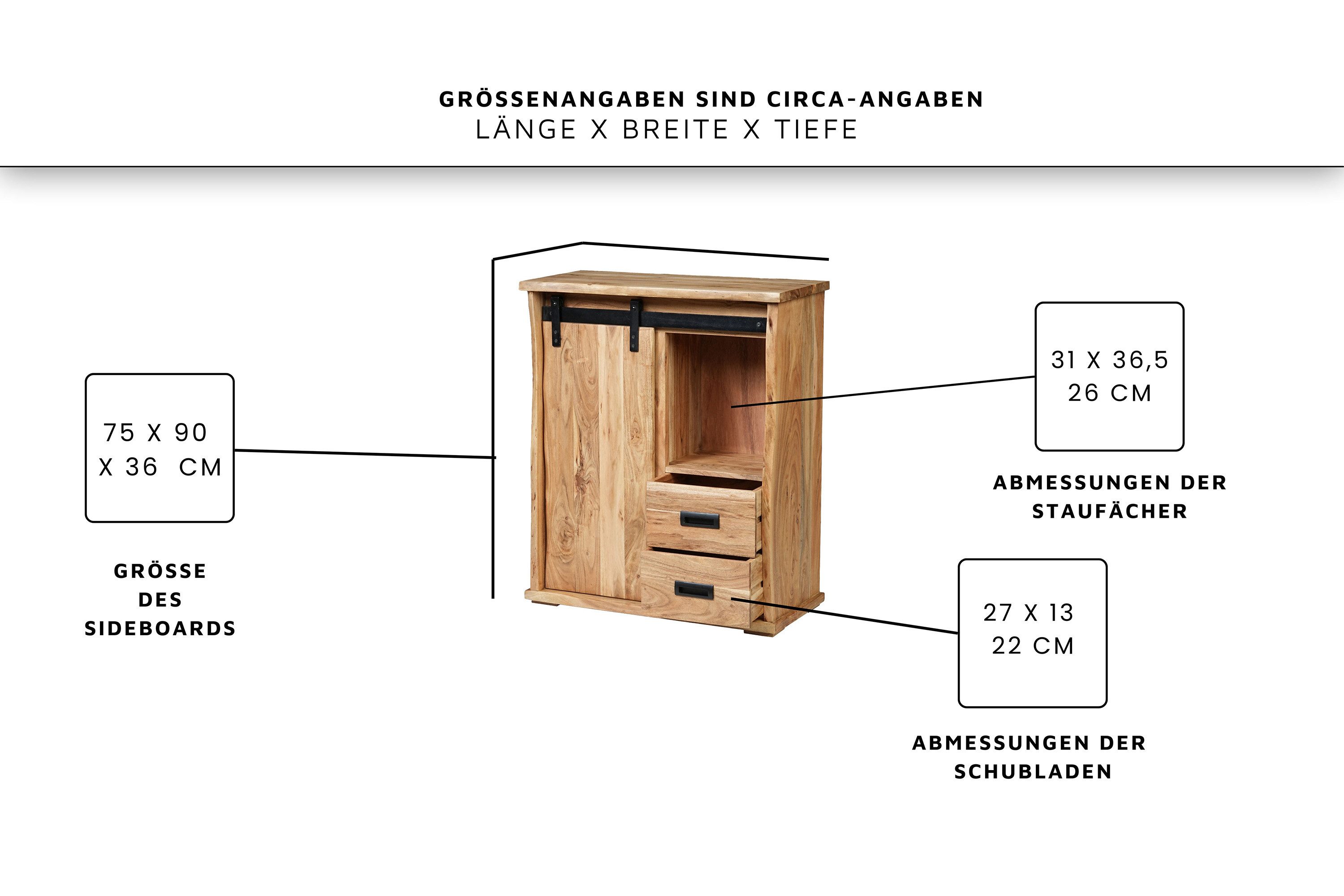 SAM® Sideboard Fritz, Akazienholz, mit Baumkante günstig online kaufen