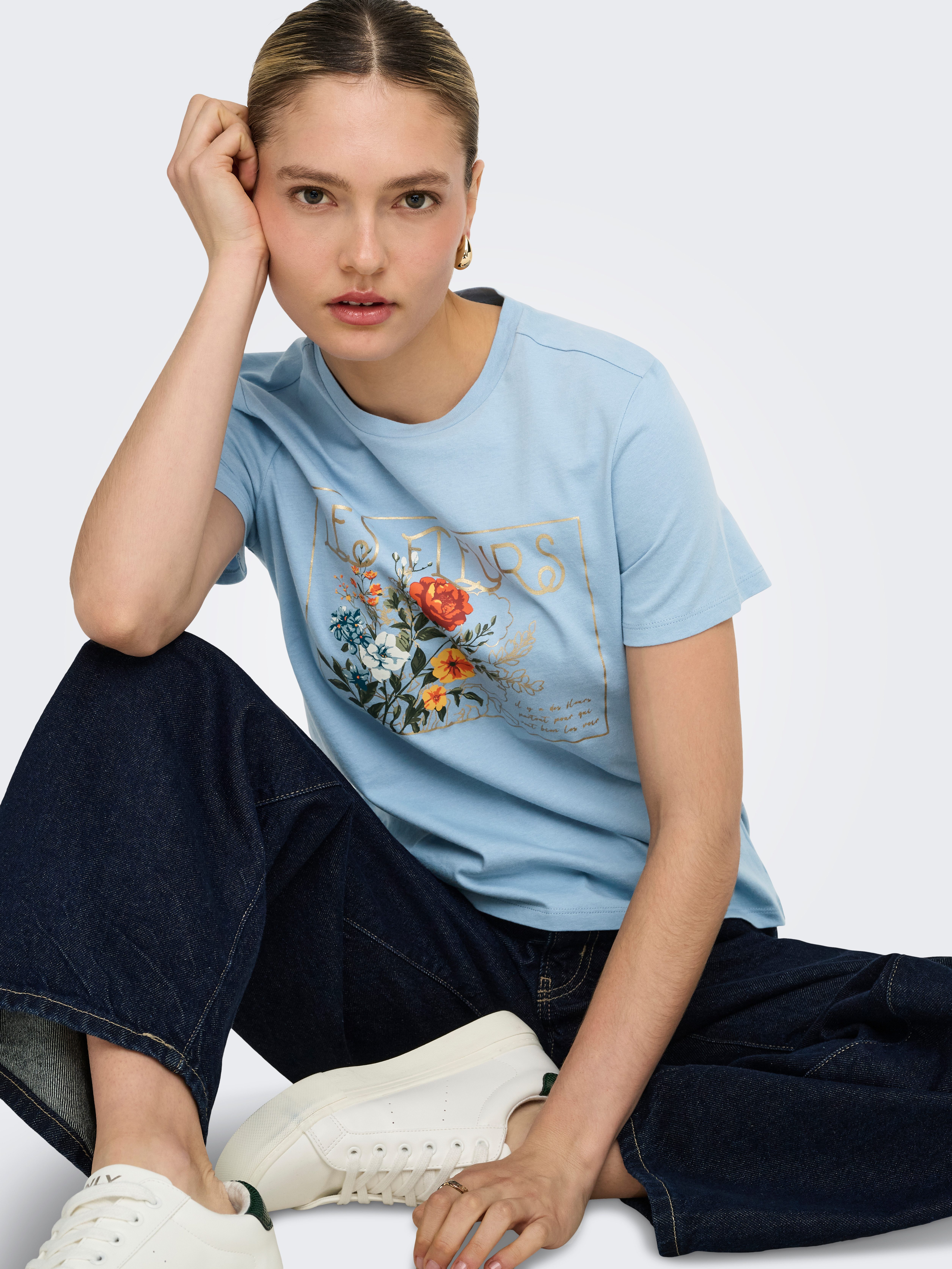 ONLY Kurzarmshirt ONLAMBERDINE S/S PRINT TOP BOX JRS Baumwolle, regular fit günstig online kaufen