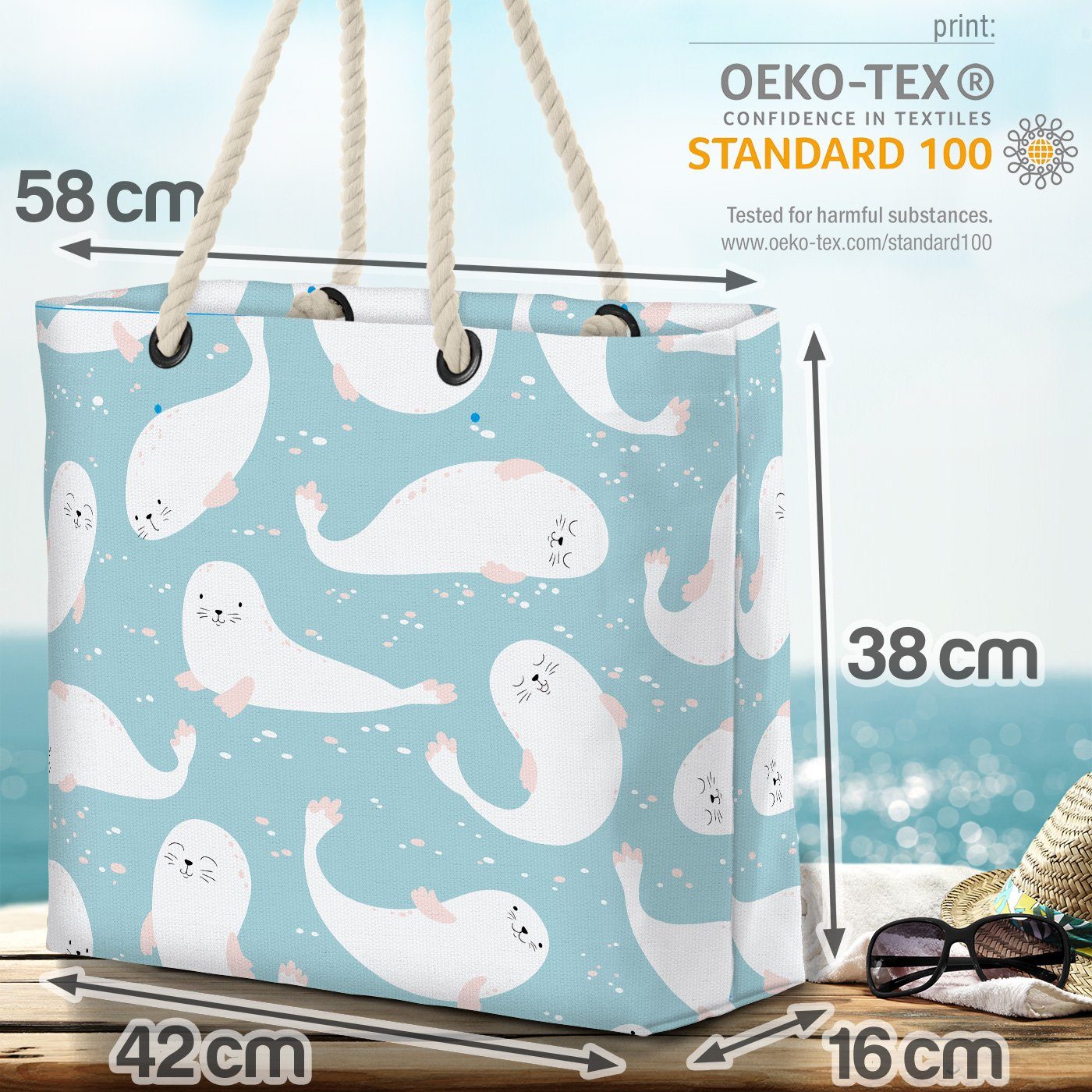 Kinder Antarktis Reise VOID Grönland (1-tlg), Robben Baby-Robbe Beach Bag Strandtasche Kinder-Motiv Zoo