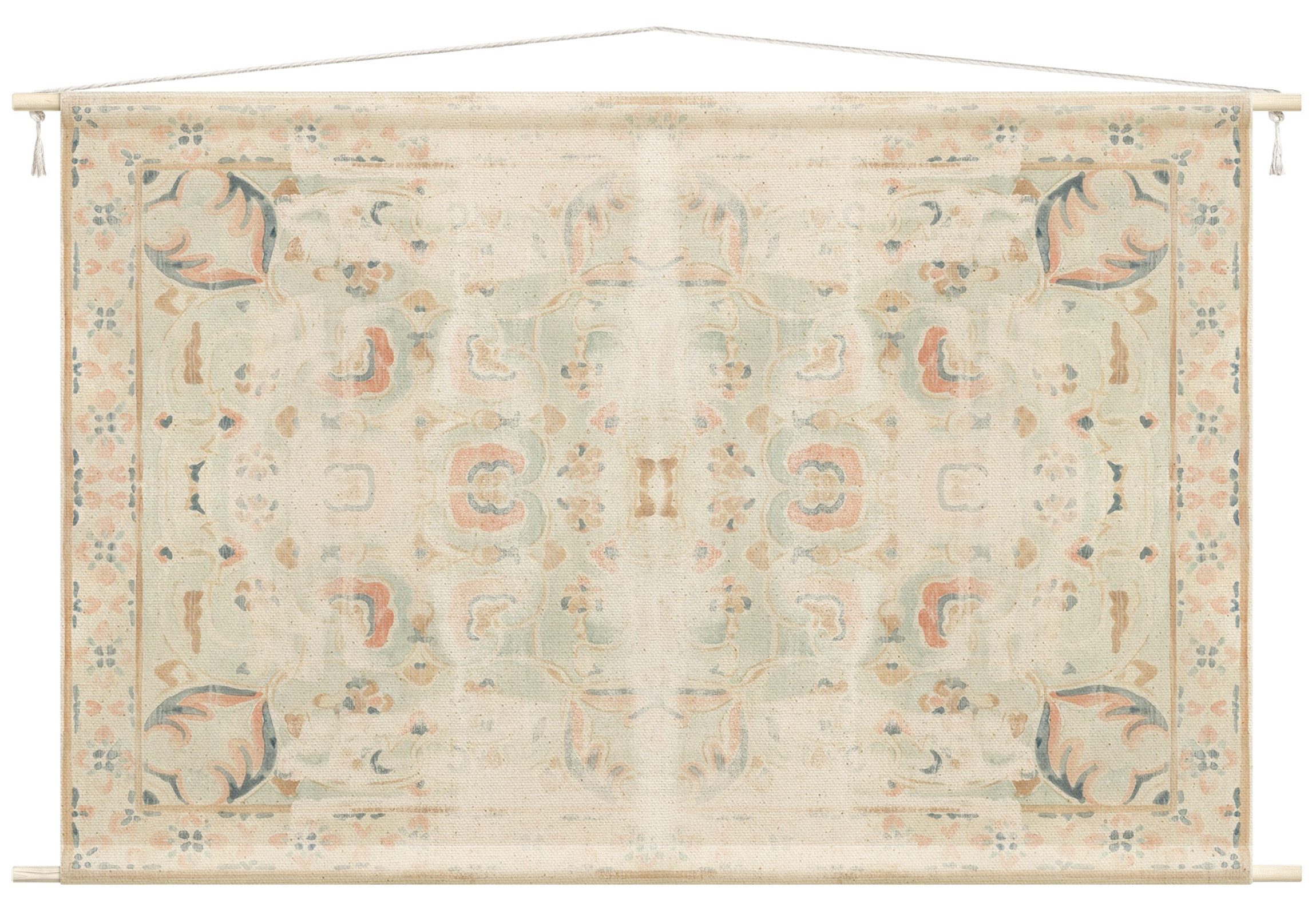 Bilderdepot24 Wandteppich modern Muster Kunst Ornamente Orientalisch Shabby beige, rechteckig, Höhe: 2.6 mm, großes Wandbild aus Natur-Baumwolle Wandbehang Stoffbild Tuch Wollseil