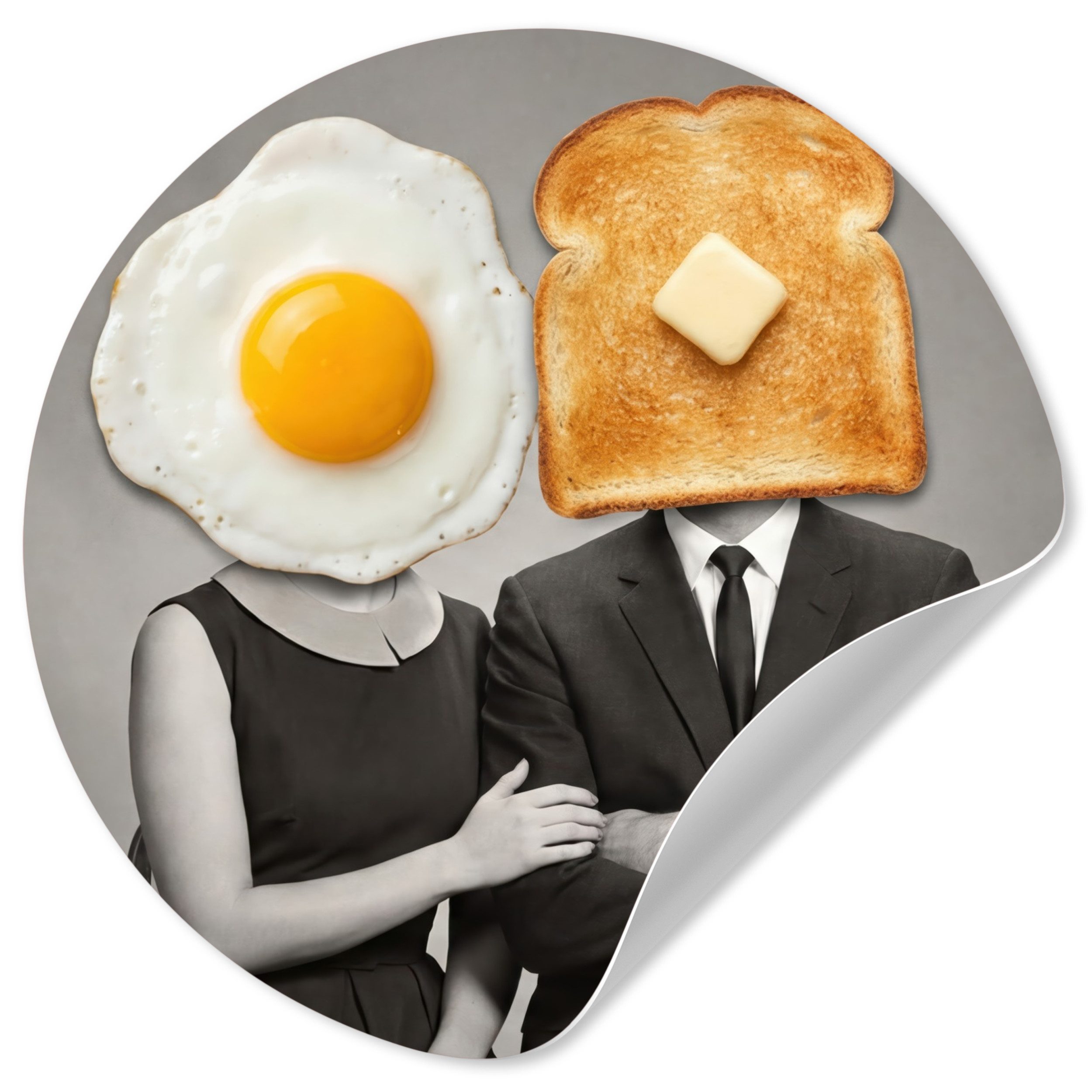 MuchoWow Wandsticker Frühstück - Ehepaar - Ei - Brot (1 St), Wandtattoo Selbstklebend, Wohnzimmer Deko Aufkleber, 30x30 cm