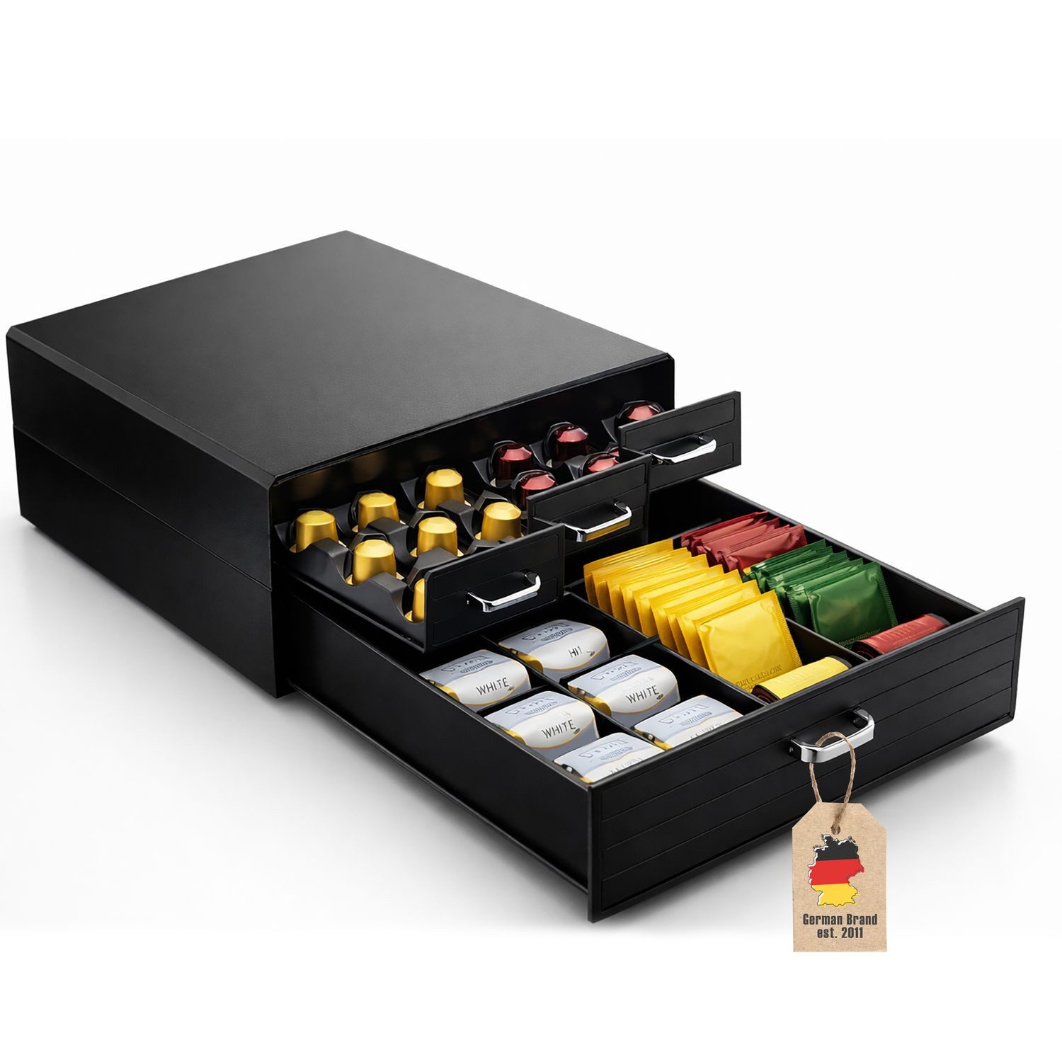 Intirilife Kapselhalter, Kaffeekapselhalter Schublade kompatibel mit Nespresso, Vertuo & K-Cup