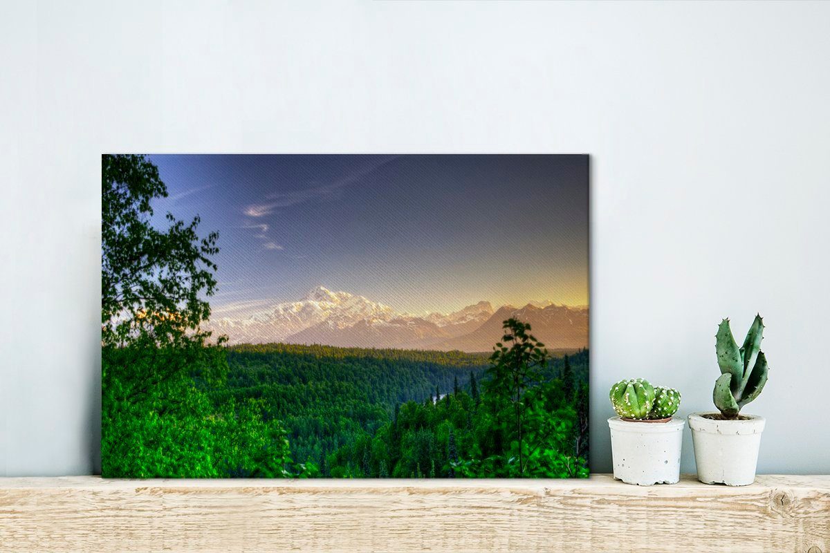OneMillionCanvasses® Elias-Nationalpark Grüne Wrangell-St. Landschaft Wanddeko, Leinwandbild 30x20 Aufhängefertig, im in Wandbild Alaska, St), cm Leinwandbilder, (1