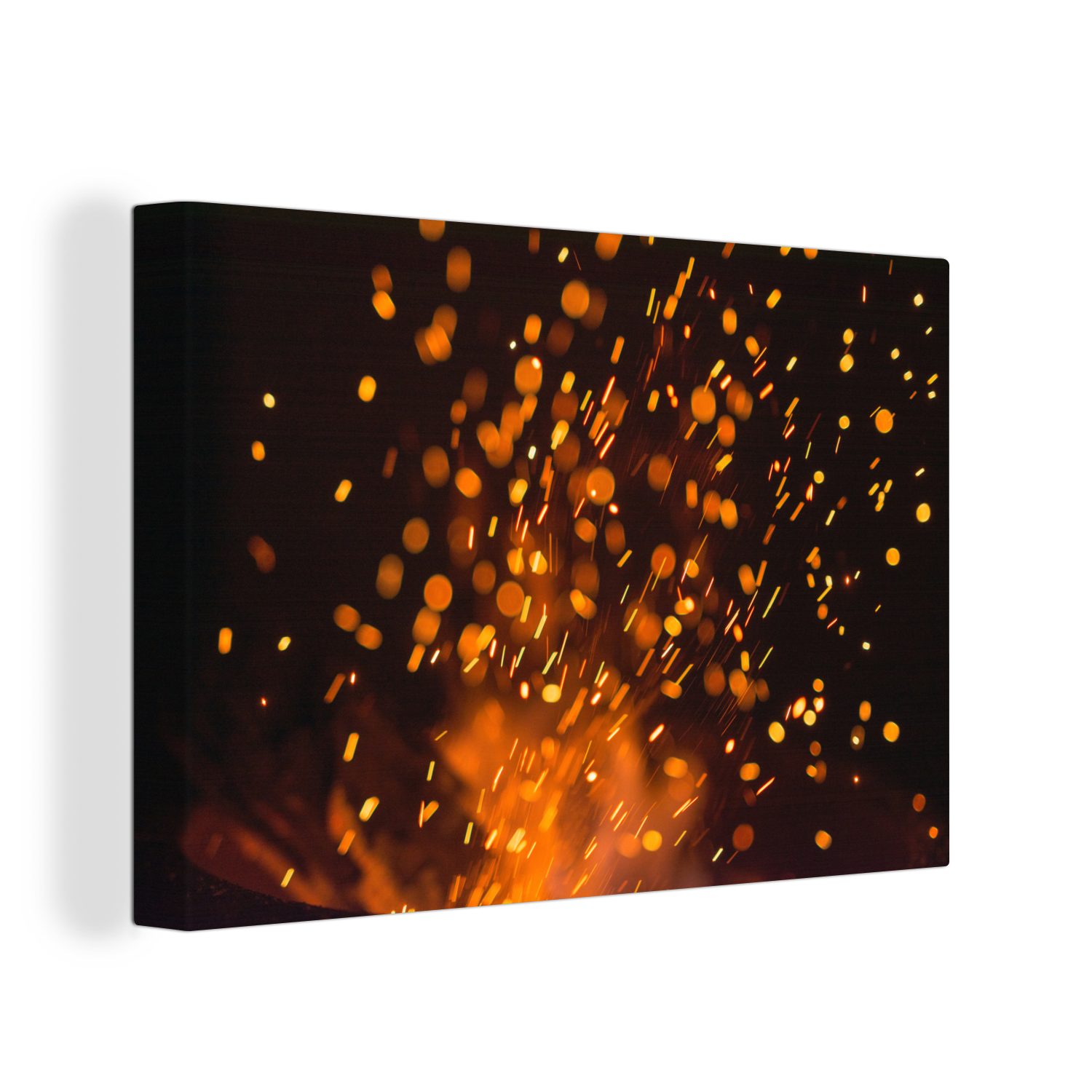 OneMillionCanvasses® Leinwandbild Abstrakte Darstellung von Feuerfunken in der Nacht, (1 St), Wandbild Leinwandbilder, Aufhängefertig, Wanddeko, 30x20 cm