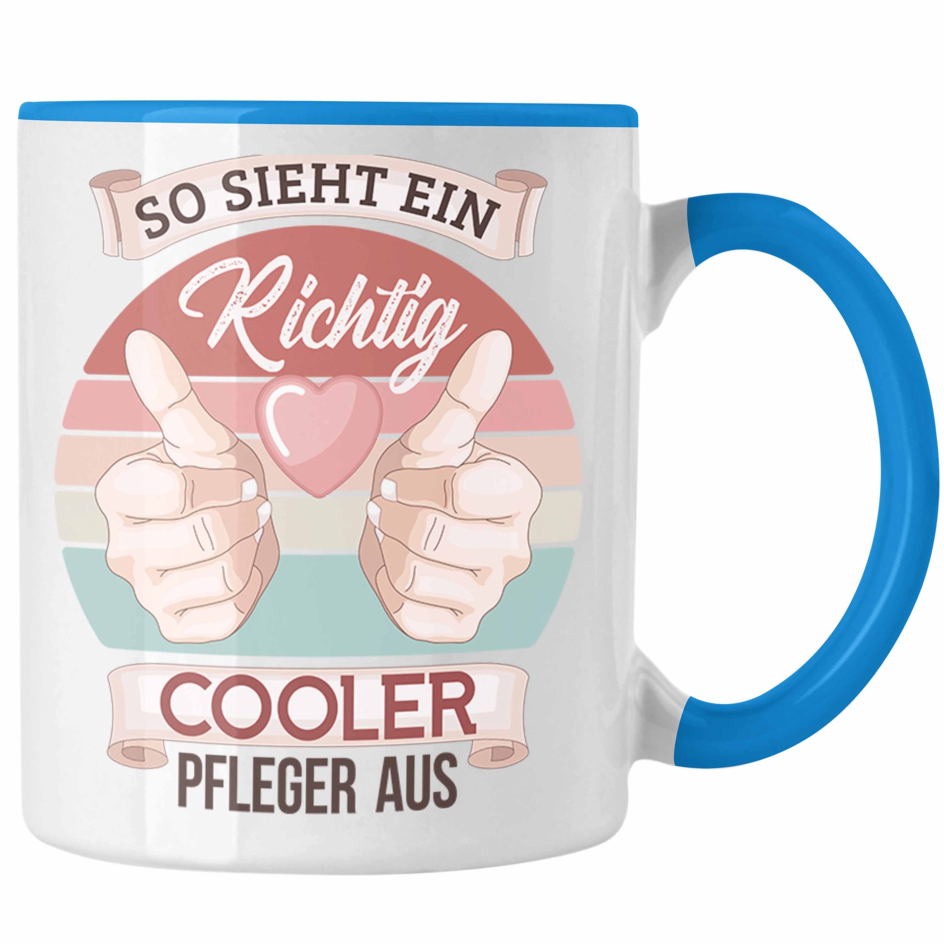 Krankenpf Tasse Pfleger Geschenk Altenpfleger Tasse Blau Geschenkidee Pflegekraft Trendation