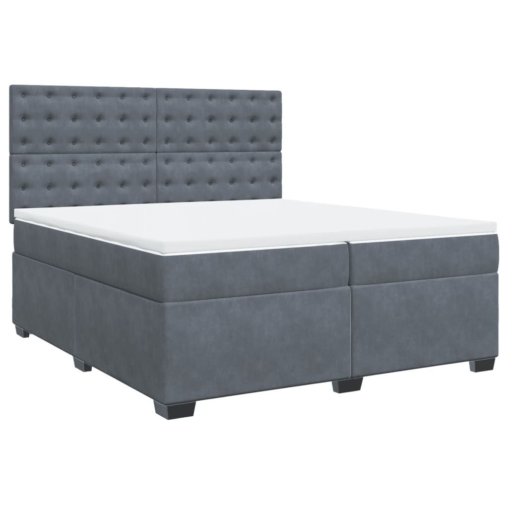 Bett Boxspringbett mit Matratze Dunkelgrau 200x200 cm Samt